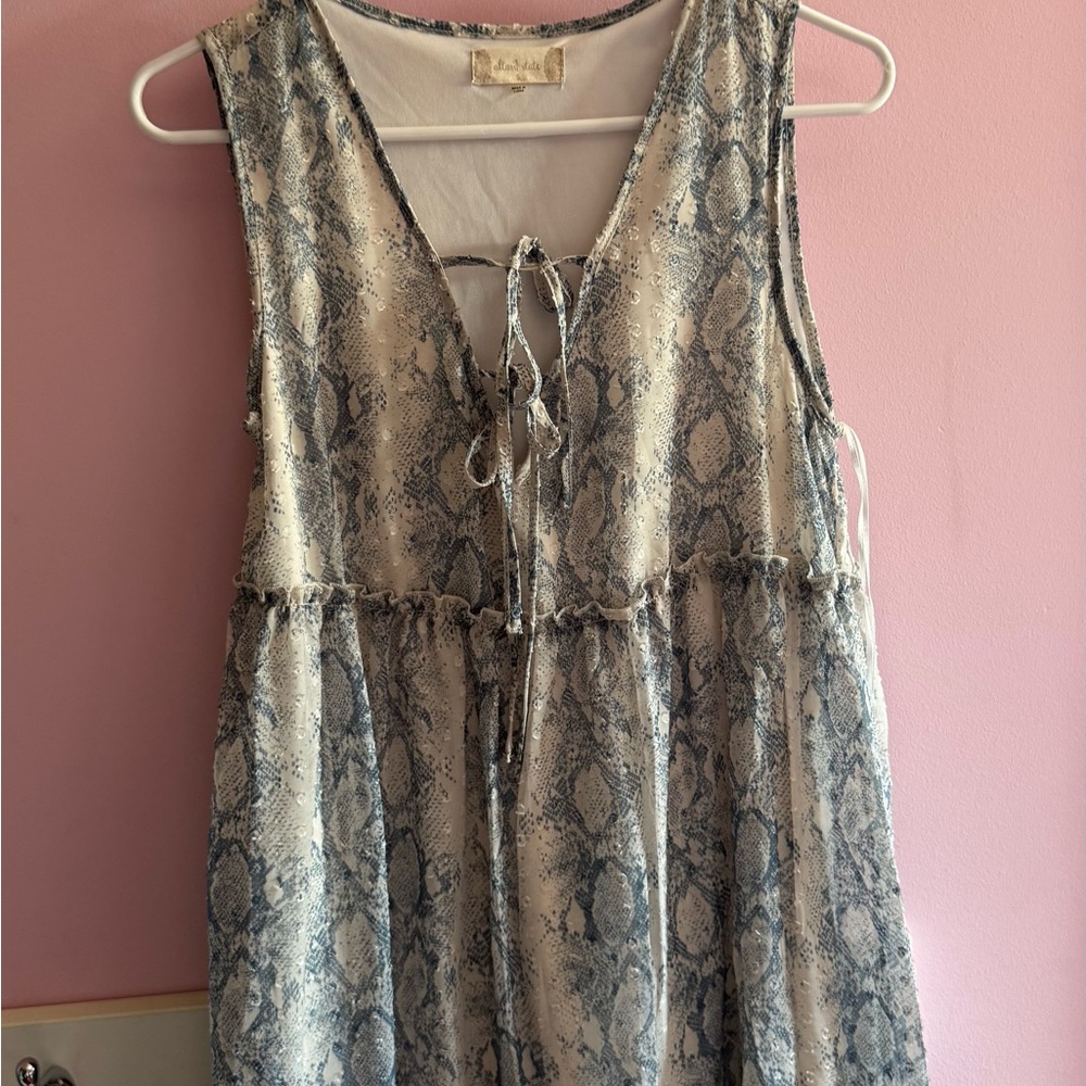 Altar'd State Beige and Gray Snakeskin Print Sleeveless Dress